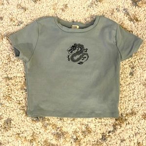 Garage Jade Dragon Green Crop Top 90s aesthetic